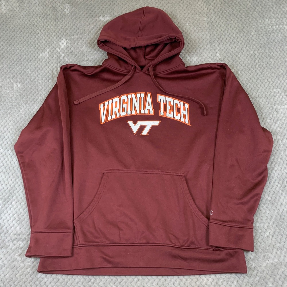 Champion Hoodie Mens Large Maroon Virginia Tech Hokies Performance Fleece VT